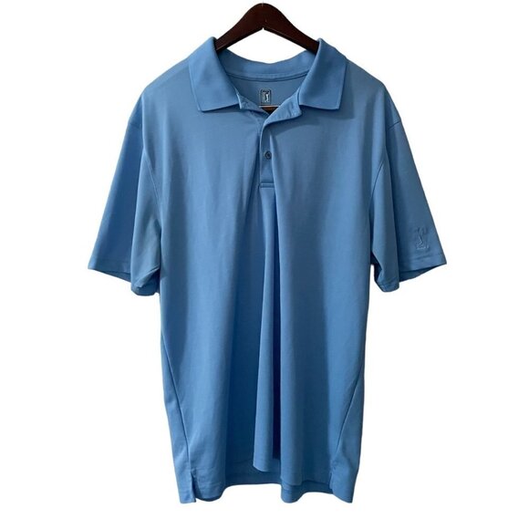 PGA Tour Light Blue Polo Shirt Men's Size Large XL Preppy Classic Moisture Wick - Picture 1 of 8